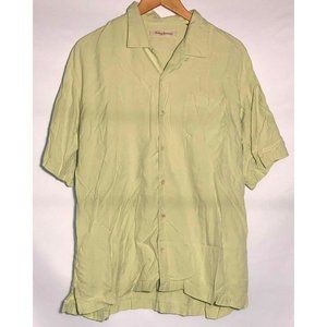 Tommy Bahama Hawaiian Shirt Men's L Silk Camp‎ Short Sleeve Light Green